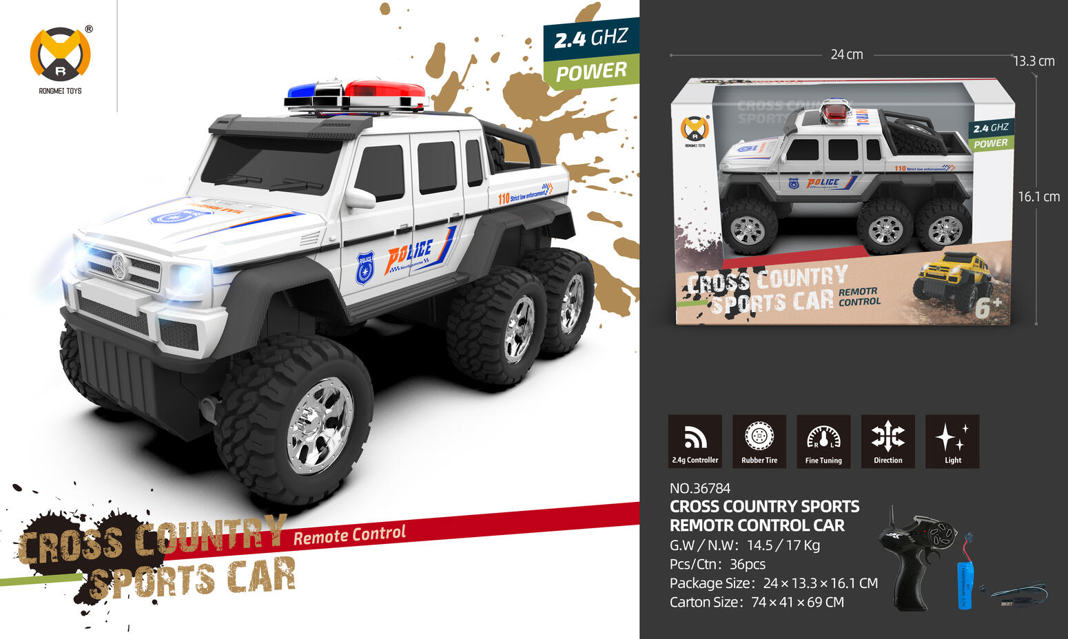 Six-wheeled SWAT RC car