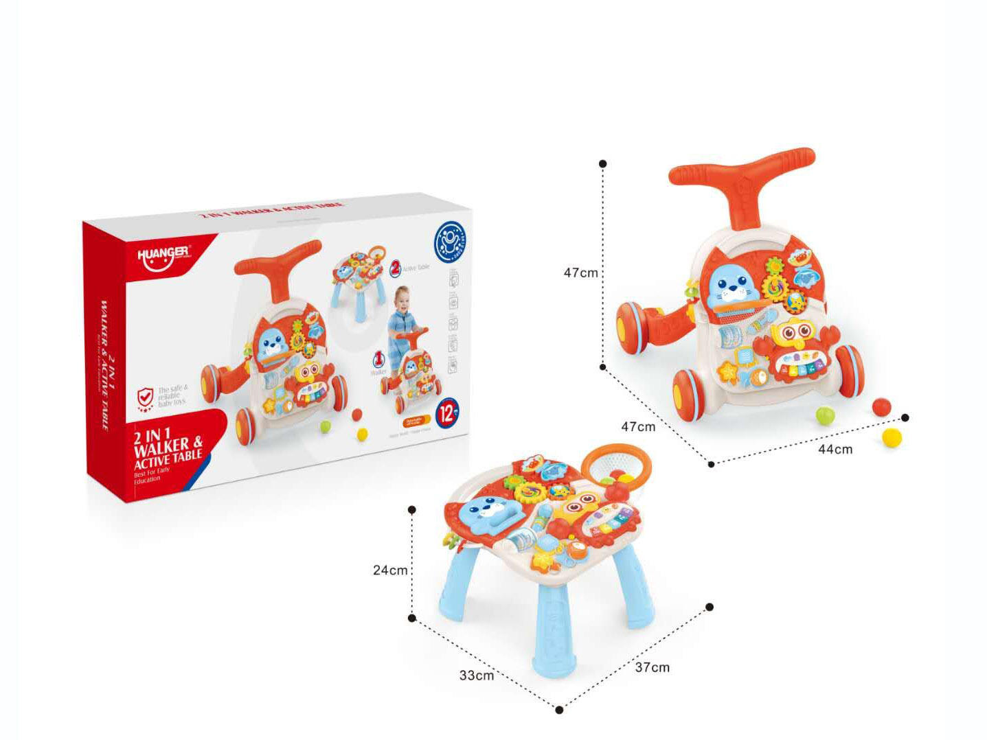 2 IN 1 BABY WALKER WITH LIGHT AND MUSIC