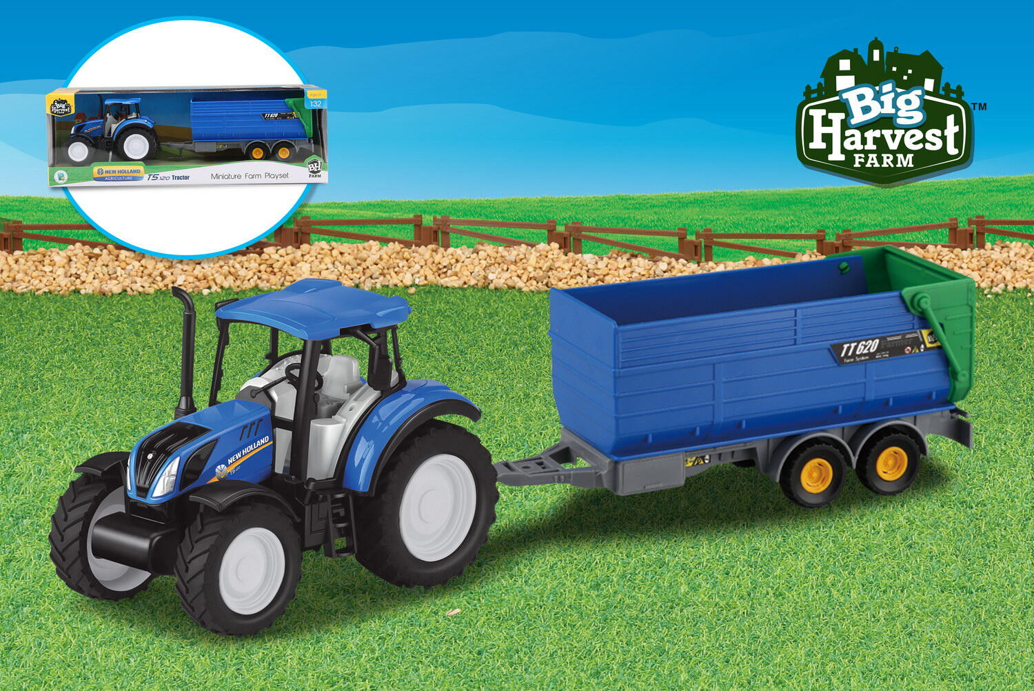 1:32 NEWHOLLAND TRACTOR WITH TIPPER TRAILER