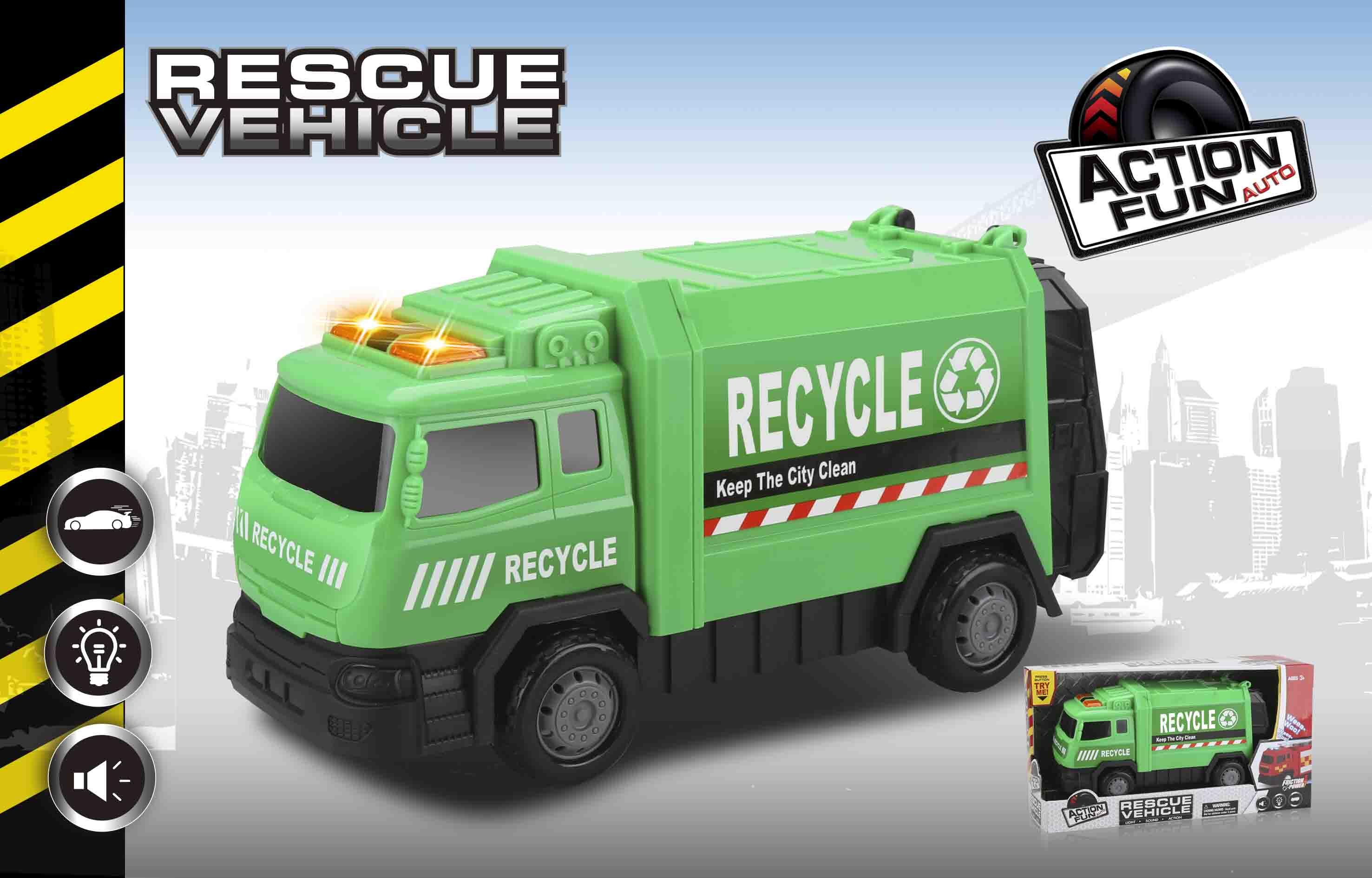 FRICTION POWER GARBAGE TRUCK WITH TRY-ME LIGHTS AND SOUND