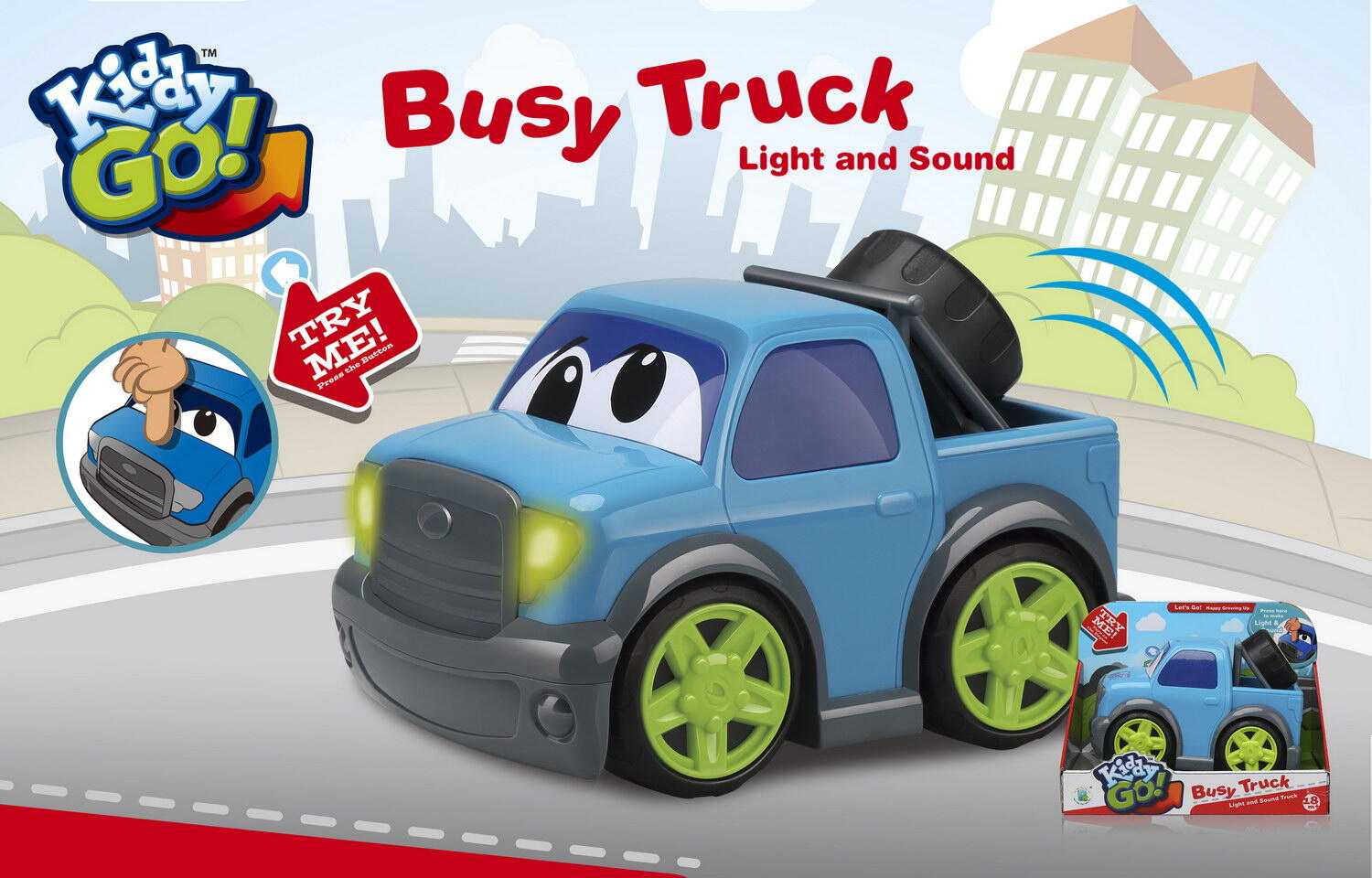 19CM FREE WHEEL PICKUP TRUCK WITH TIRE W/LIGHTS&SOUND