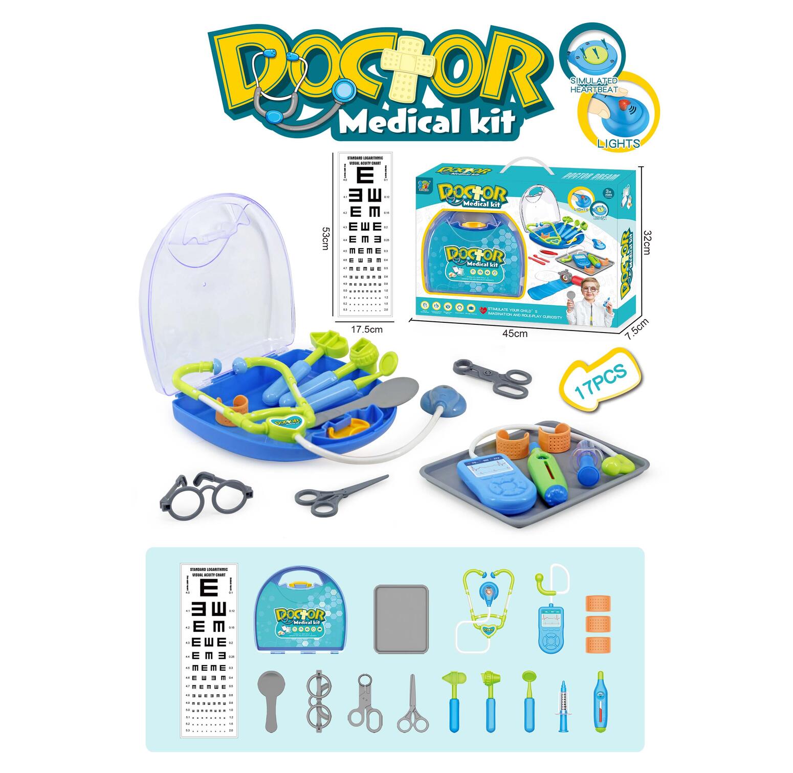 DOCTOR SET WITH LIGHT AND SOUND  17PCS