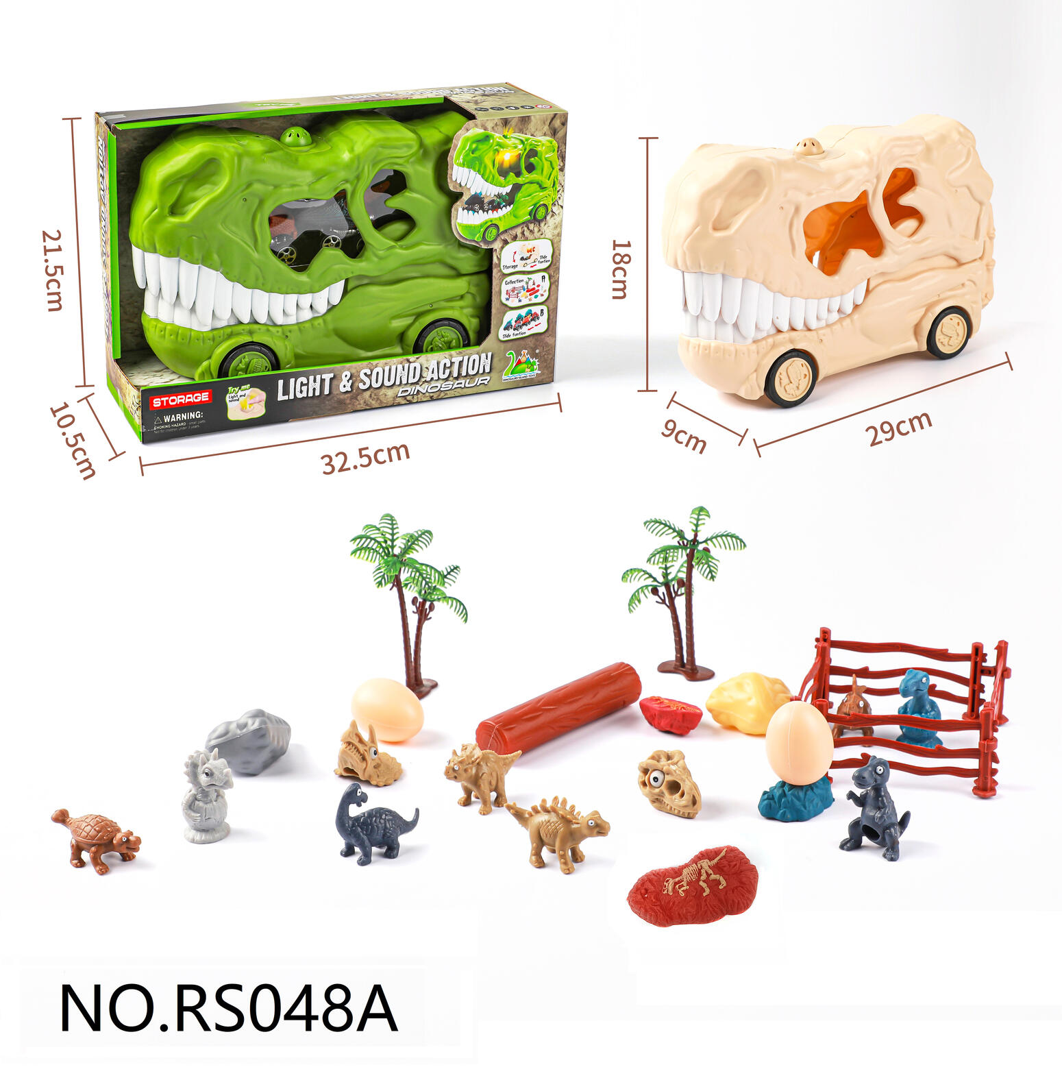 Dinosaur Bone Storage Car Playing Set W/Sound & Light