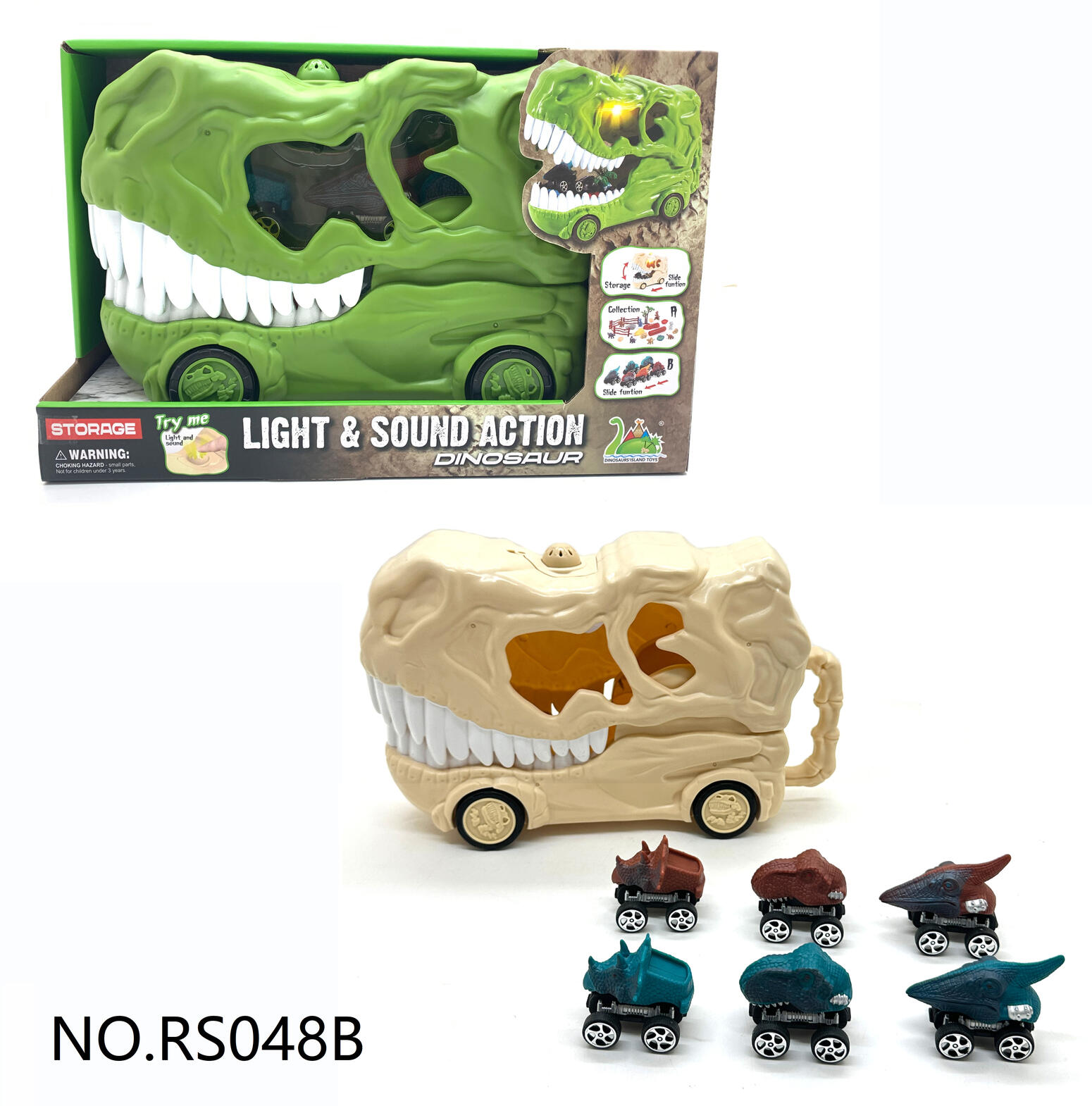 Dinosaur Bone Storage Car Playing Set W/Sound & Light