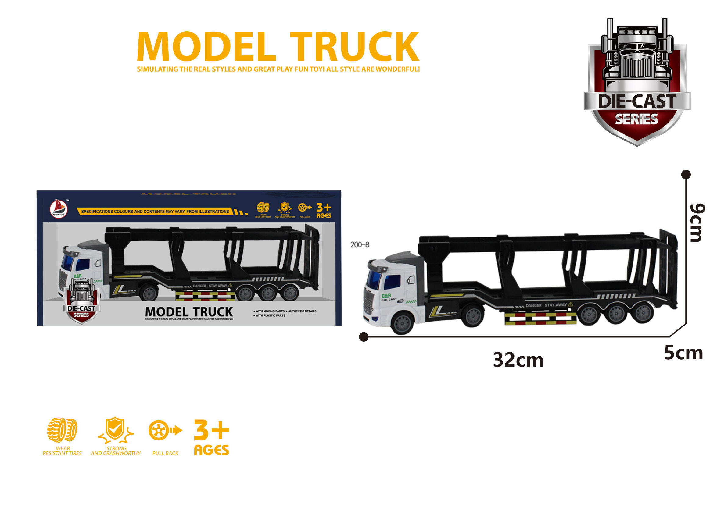 DIE-CAST PULL BACK TRUCK TRAILER