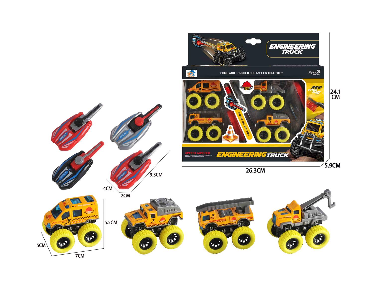 DIE-CAST CATAPULT CONSTRUCTION VEHICLE  8PCS