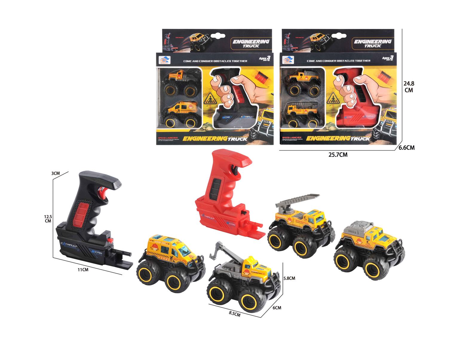 DIE-CAST CATAPULT CONSTRUCTION VEHICLE  3PCS