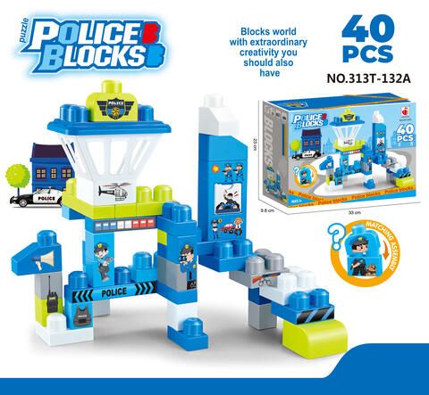 40PCS Puzzle large particle building blocks police series