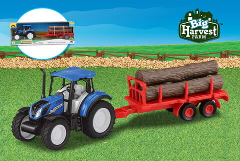1:32 NEWHOLLAND TRACTOR WITH FORESTRY TRAILER