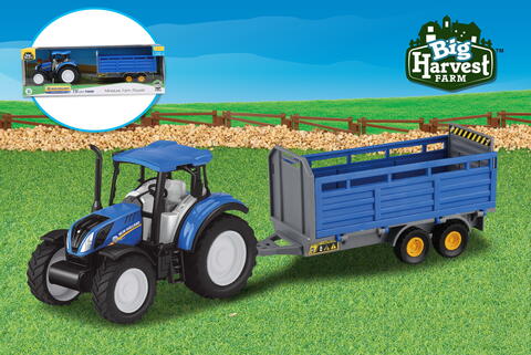 1:32 NEWHOLLAND TRACTOR WITH LIVESTOCK TRAILER