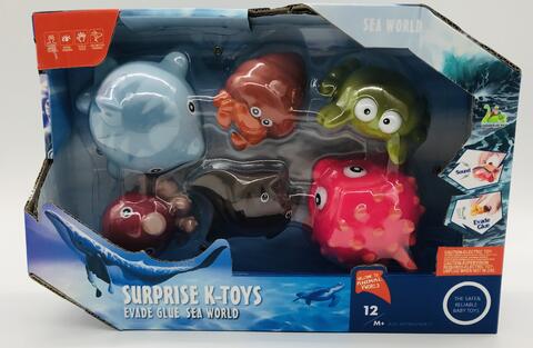 Ocean Animal World Playing Set(dolphin /Shell crab/Crab /Octopus /Smiley fish/Bubblefish Bob)