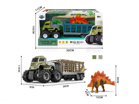 DIE-CAST FRICTION TRUCK TRAILER WITH DINOSAUR