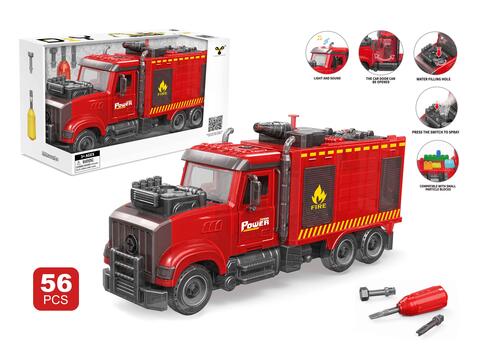 TAKE-APART FRICTION FIRE ENGINE WITH LIGHT AND MUSIC