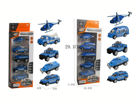 DIE-CAST FREEWHEEL POLICE CAR  5PCS